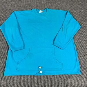 VTG Silverwear Sweatshirt Adult Extra Large Blue Pockets Baggy Cinch‎ Crewneck